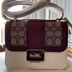 HOLD-NWT Coach Alie Shoulder Bag 18 In Signature Jacquard With Snakeskin Detail